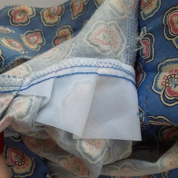 Vintage 80s Cotton Circle Skirt & Blouse Suit Set Paisley Border Print Pockets - Picture 12 of 16